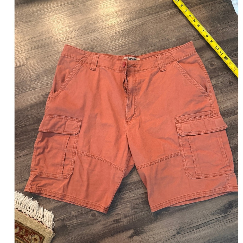 Wrangler Authentics Mens 38 Coral Orange Cargo Shorts Stretch Cotton 112316284